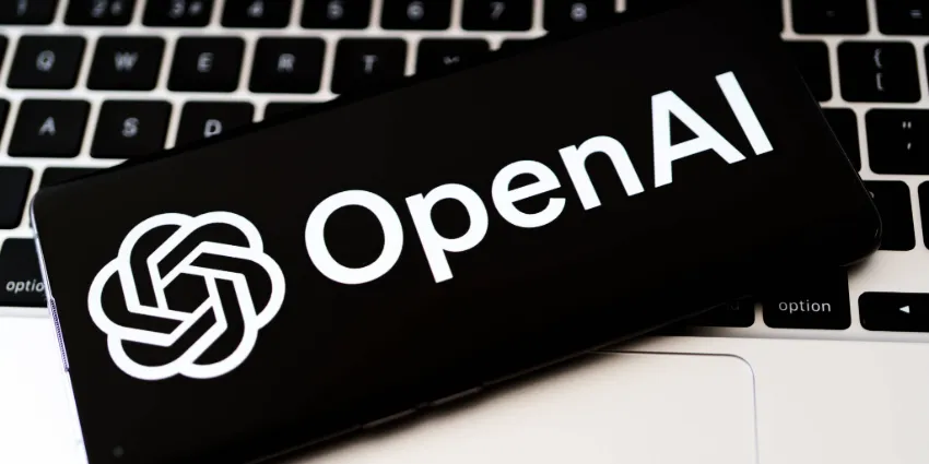 Conceptual image depicting the AI race with logos of OpenAI, Tesla, Meta, Nvidia, alongside AI smart glasses and a robot.