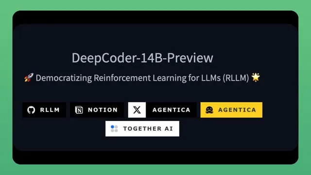 Conceptual graphic representing DeepCoder-14B, a 14B parameter open-source AI model from Together AI and Agentica, designed for advanced code reasoning.